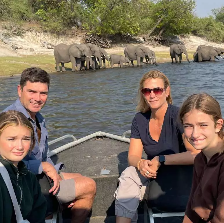 Chobe boat with Hughes Family