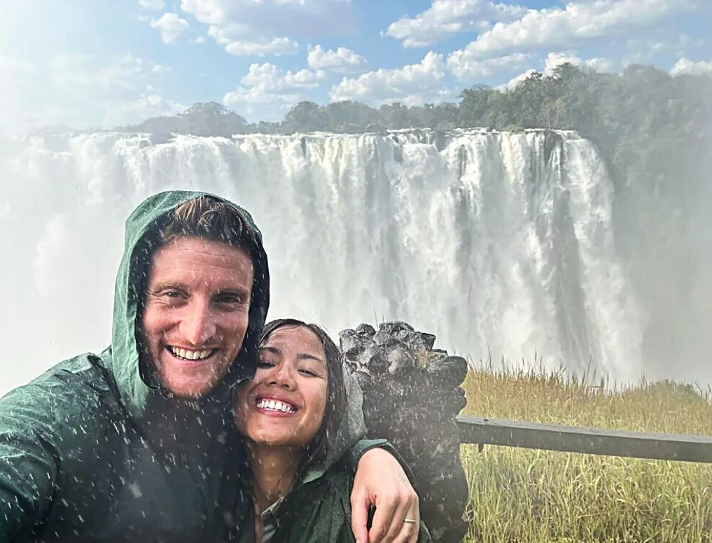 Cyrill and Atikah at Vic Falls during their honeymoon.