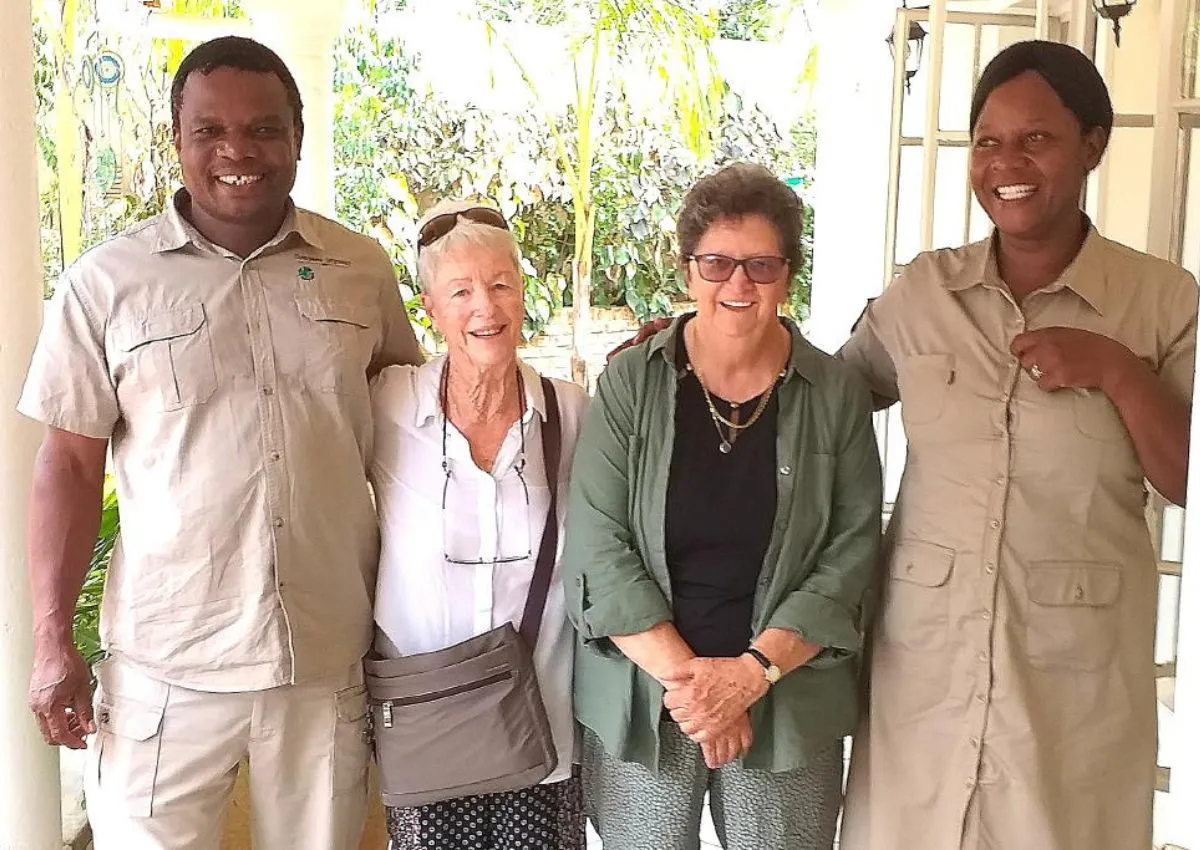 Virginia and Cheryl in Victoria Falls with Mortimer and Ruth