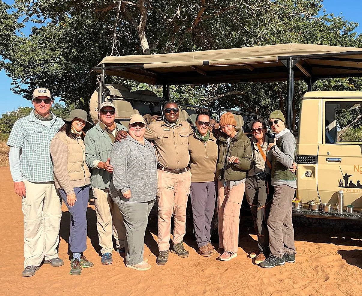 Mortimer - ready to assist our travellers in Victoria Falls (even when having lunch)